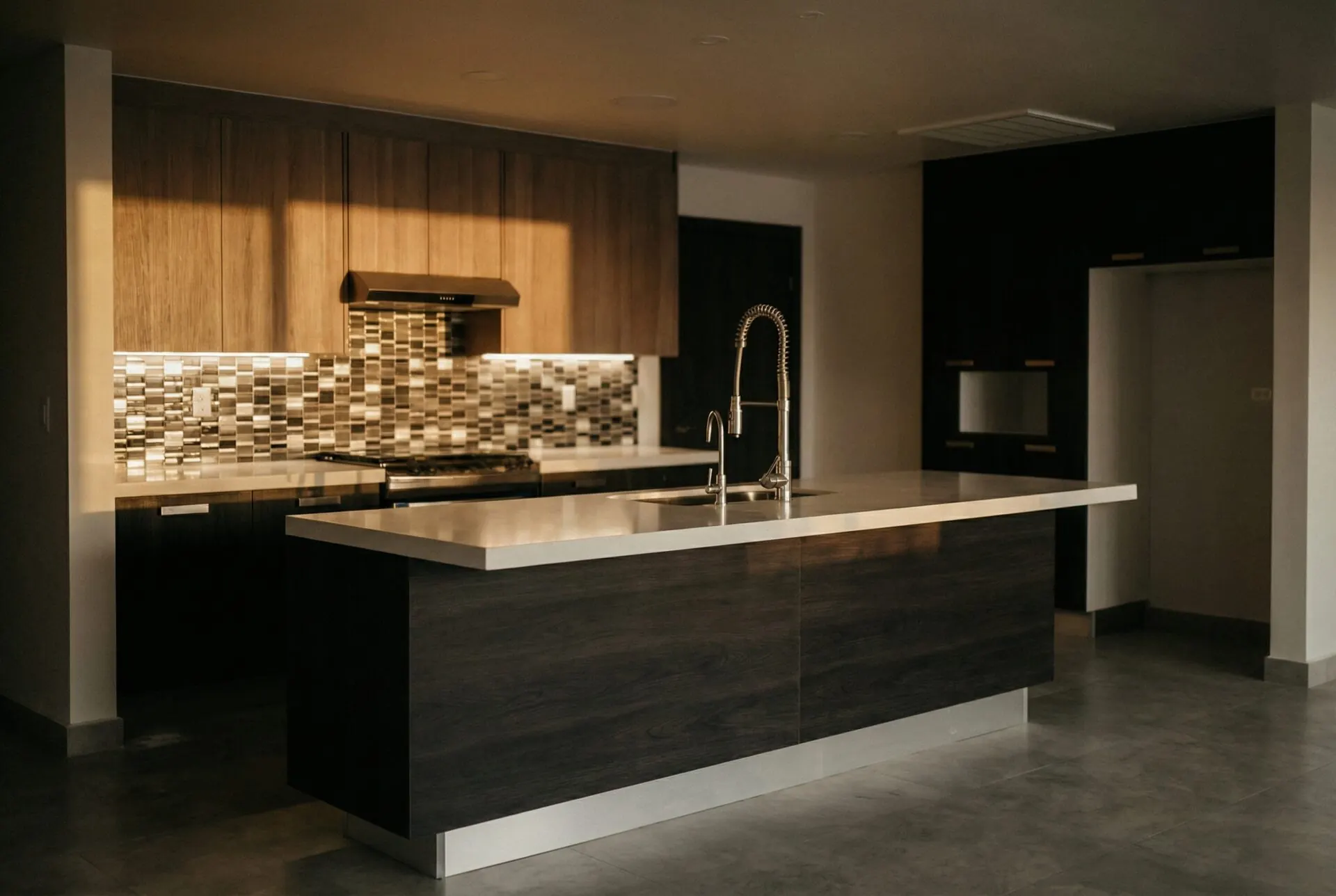 Cocina con isla y campana